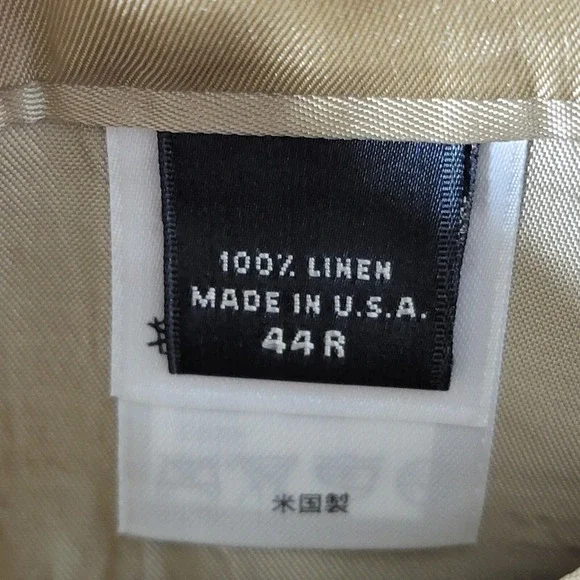 Eddie Bauer Men's Sport Coat Blazer Two Button Beige Herringbone Irish Linen 44R